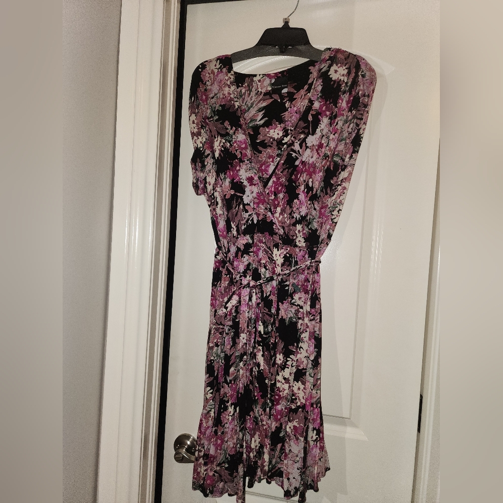 Maison Tara Floral Long Sleeve Dress - Black and Pink